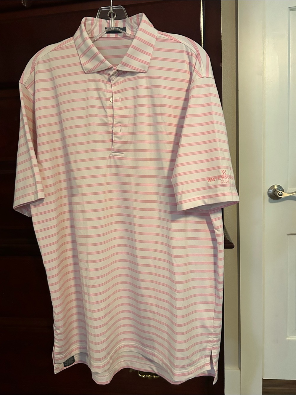 Turtleson Men's Pink Stripe Performance Polo Shirt
